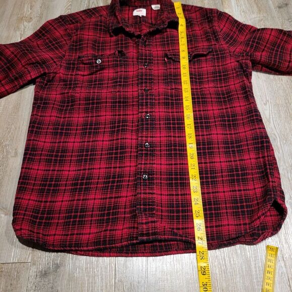 LEVI's Heavy Flannel Plaid Classic Fit Button Up Shirt Men's Size Large - Picture 6 of 7